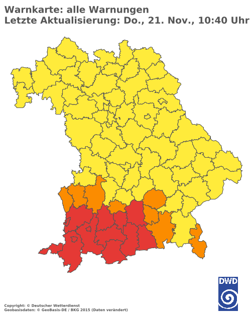 Aktuelle Wetterwarnungen für  Dachau