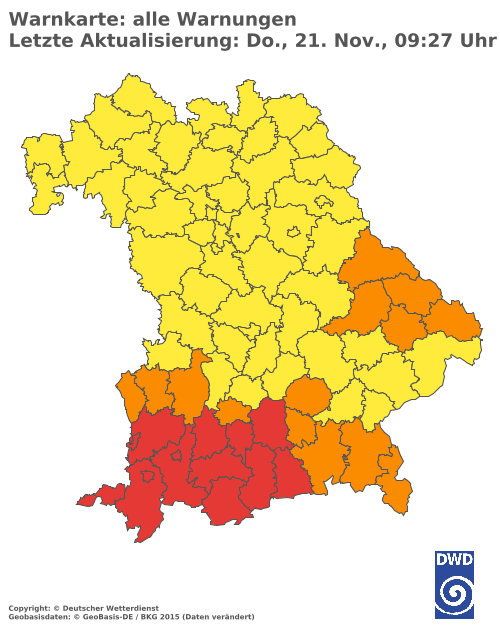 Aktuelle Wetterwarnungen für  Dachau