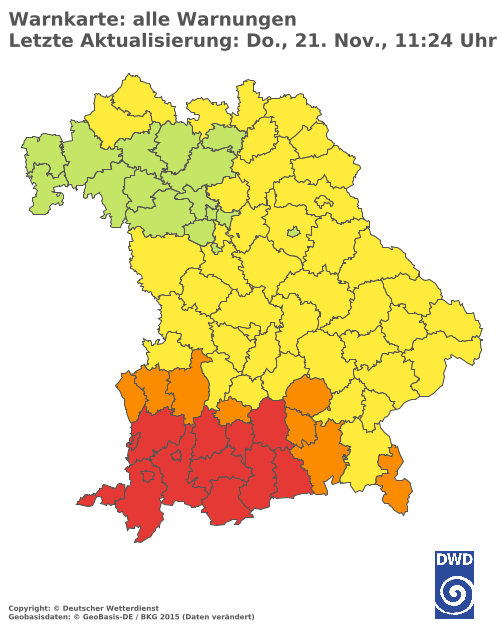 Aktuelle Wetterwarnungen für  Dachau