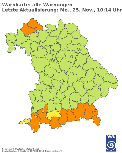 Aktuelle Wetterwarnungen für  Dachau